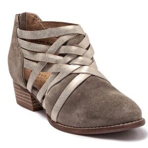 SEYCHELLES So Blue Strappy Metallic Leather Bohemian Criss Cross Cutout Booties